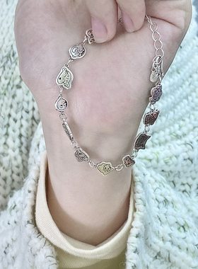 可爱童趣银色卡通蜡笔小新手链女ins轻奢设计高级感冷淡风时尚