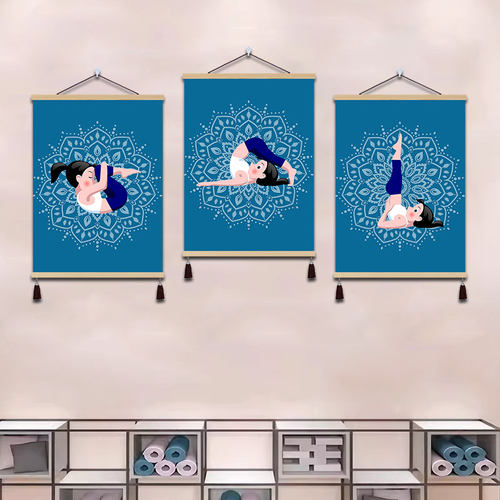 阿斯汤加瑜伽体式序列图动作姿势装饰画瑜伽动作分解海报布艺挂画