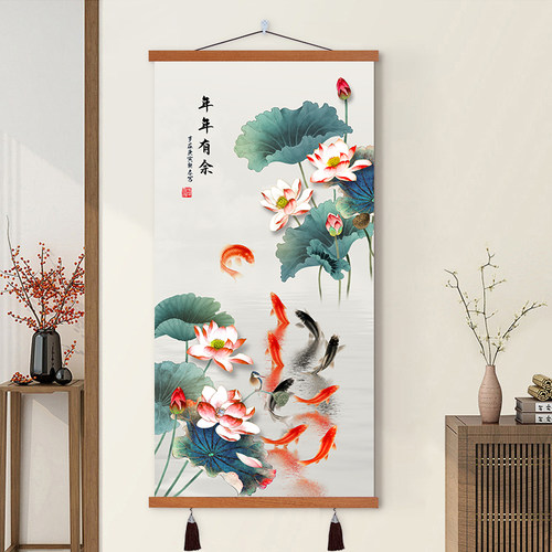 玄关新中式一件定制艺术装饰画