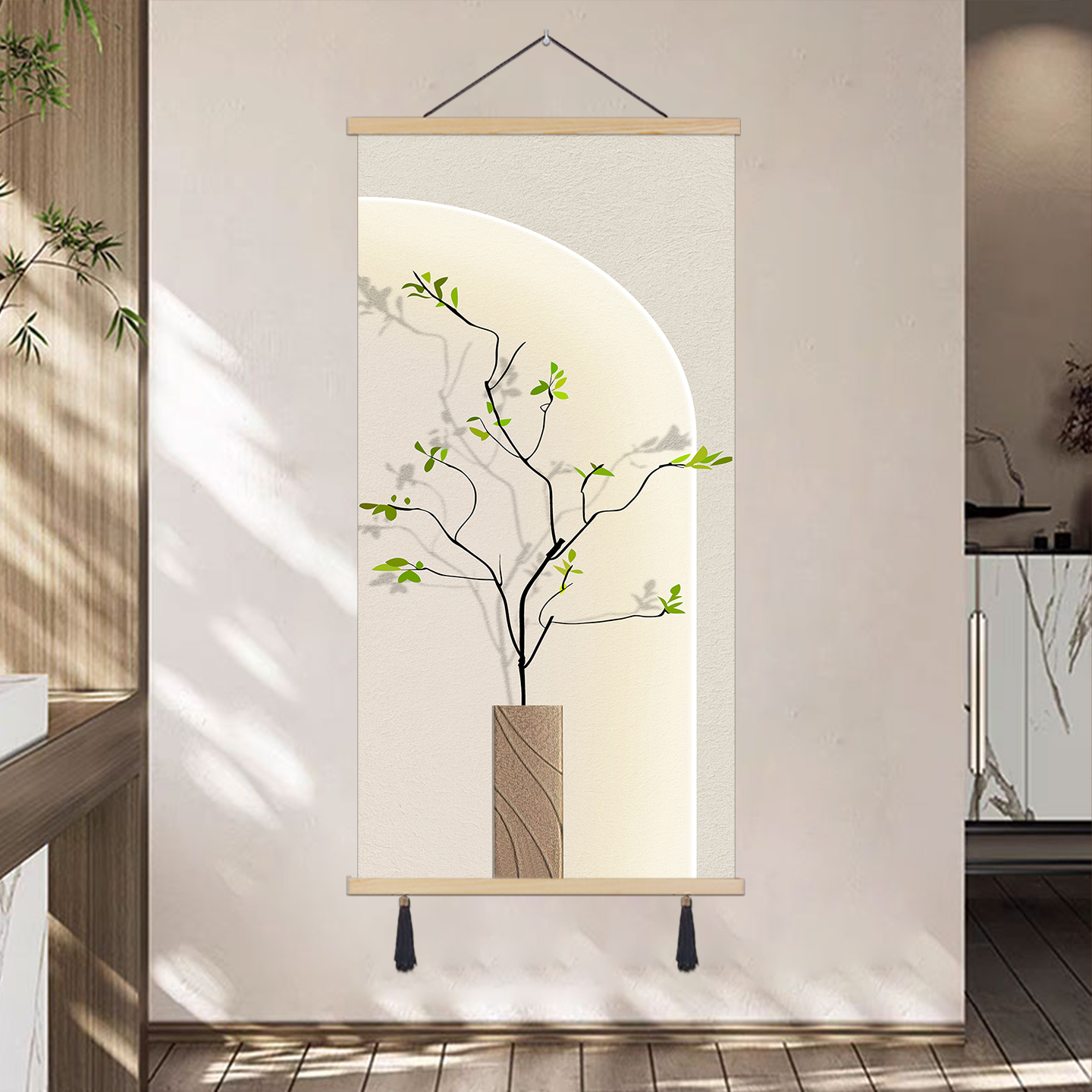 现代简约绿意时光装饰画轻奢走廊挂画奶油风小清新客厅玄关卧室画,家居饰品,现代装饰画,淘宝优惠券,粉丝福利购,淘宝优惠卷