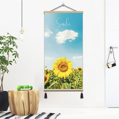 向日葵入户玄关装饰画奶油风走廊正对门挂画2024新款客厅竖版壁画