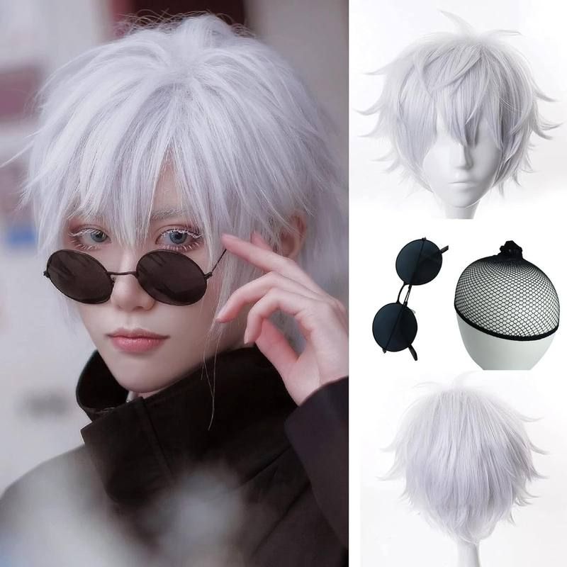 五条悟假发白色COS咒术回战动漫自然透气高温丝COSplay假发男短发