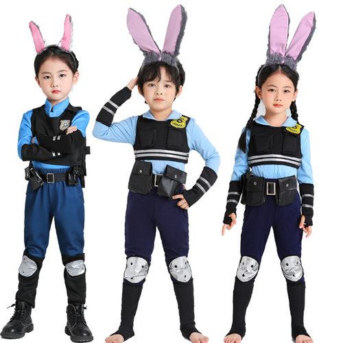万圣节疯狂动物城朱迪兔尼克狐狸动漫COSPLAY朱迪警官服儿童男女