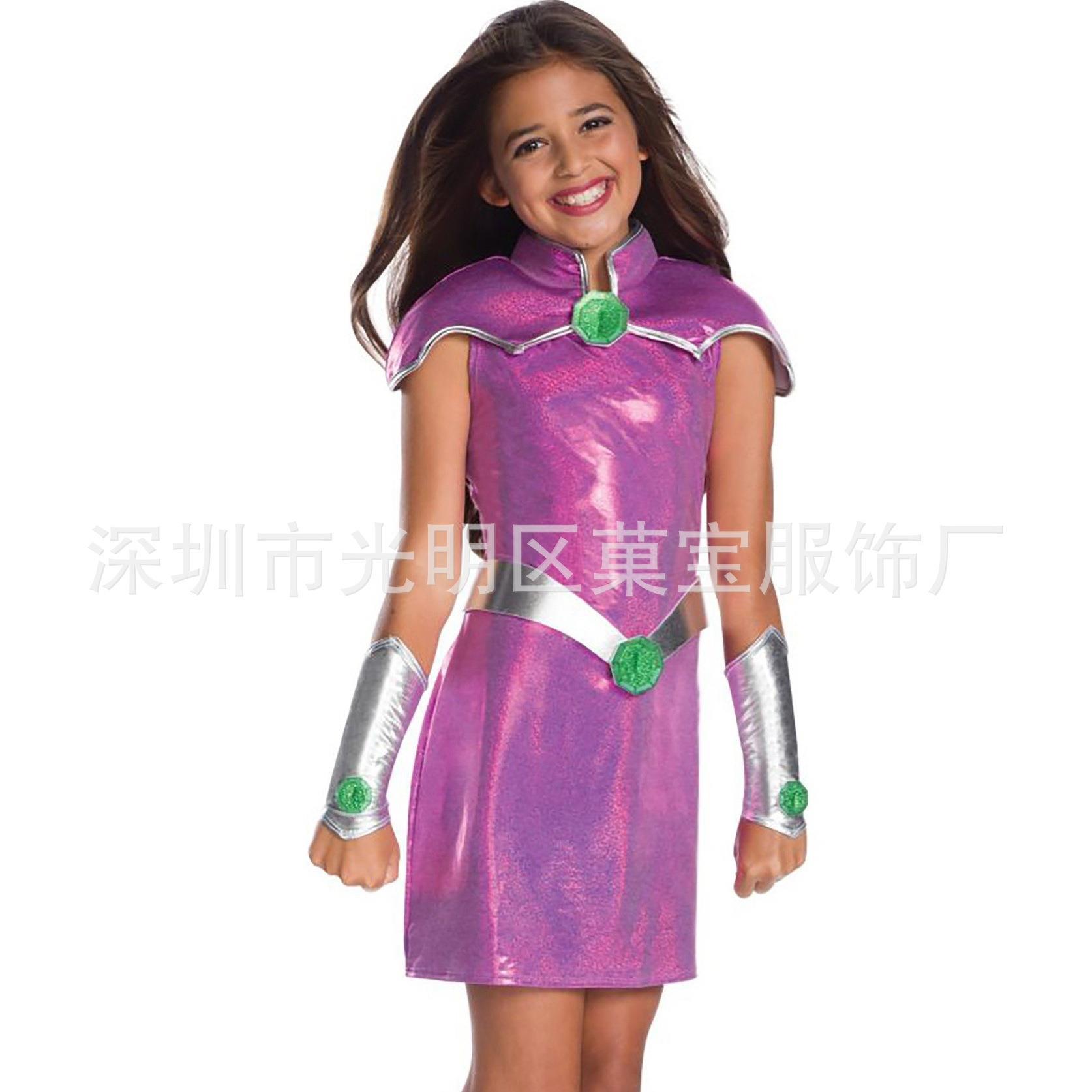 StarFire少年泰坦 星火女裙 TUTU裙 女童COSPLAY 万圣节表演 4PCS