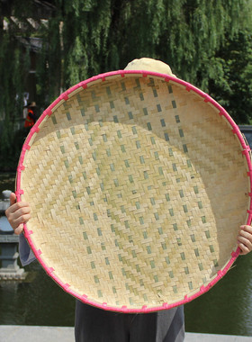 竹编竹簸箕竹匾竹筛子圆竹编手工竹盘子竹制品米筛竹匾晾晒竹篾