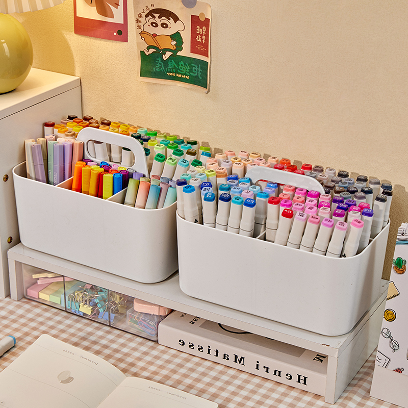 马克笔筒手提置物架儿童多功能大容量水彩画笔办公用品桌面收纳神