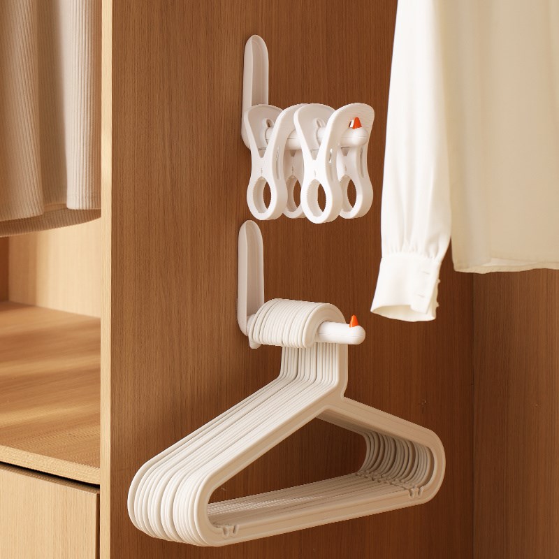 衣架收纳架免打孔整理架可折叠收纳神器墙上壁挂式衣柜阳台晾衣架