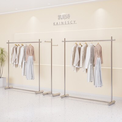 凯尼诗不锈钢服装架新款落地式中岛架挂衣架男女童装服装道具货架