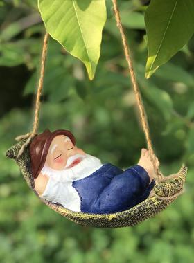 户外花园树挂精灵挂件装饰墙壁吊饰创意壁挂人物摆件树脂工艺摆设