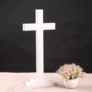 包邮白色实木十字架摆件大型木质落地十字架挂墙放桌面居家装饰
