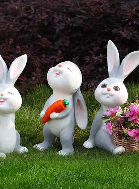 花园卡通兔子摆件户外园林景观动物雕塑别墅庭院幼儿园小区装饰品