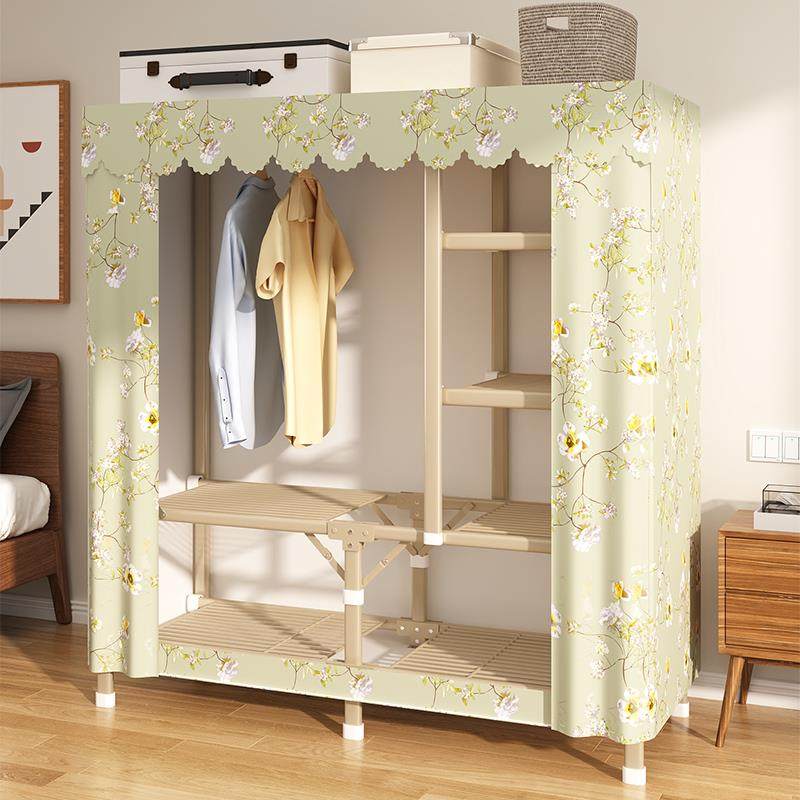 免安装折叠衣柜家用卧室出租房简易布衣柜全钢架加粗加厚收纳衣橱