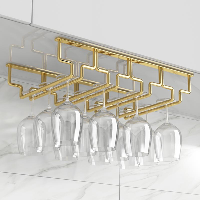 304不锈钢酒柜挂酒杯架悬挂倒挂红酒杯架子轻奢高档高脚杯架摆件