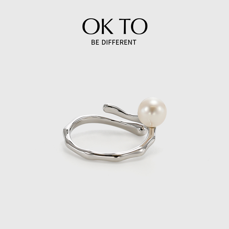 OKTO女个性珍珠戒指淡水珍珠