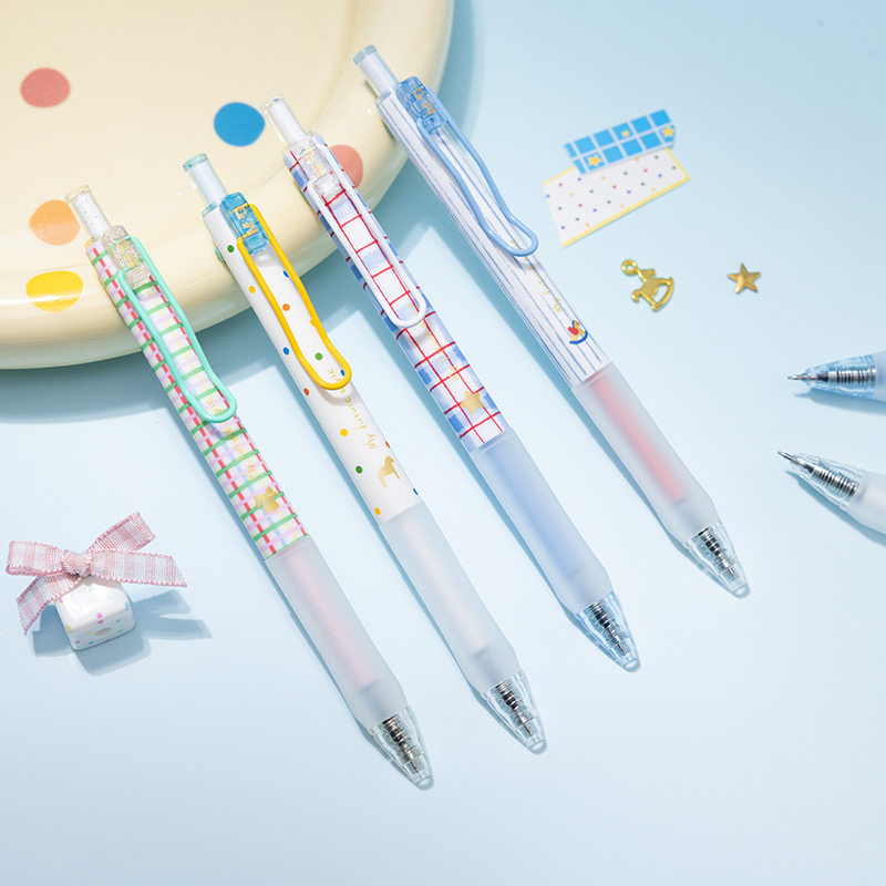 套装丨晨光素纹控按动中性笔0.5mmST尖 黑 学生软握刷题AGPK7106
