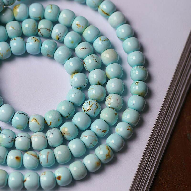 2026天然湖北原矿绿松石老型珠款手链佛珠链 男女款高瓷绿松手串