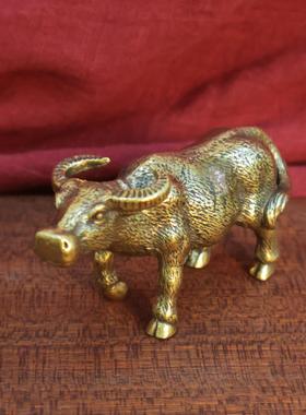 2026实心黄铜大水牛小摆件复古铜器生肖牛茶宠动物桌面客厅招财保