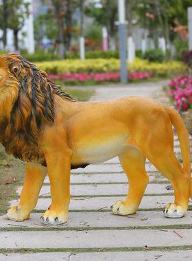 2026动物狮子玻璃钢雕塑户外园林景观庭院子花园卡通装饰落地摆件