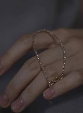 璀璨香槟金仿水晶手链女轻奢小众设计感气质可调节手串2024年新款