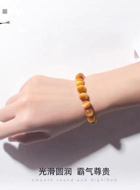 2026天然金虎眼石手链 男女情侣款金黄色虎睛石手串 颗颗猫眼效应