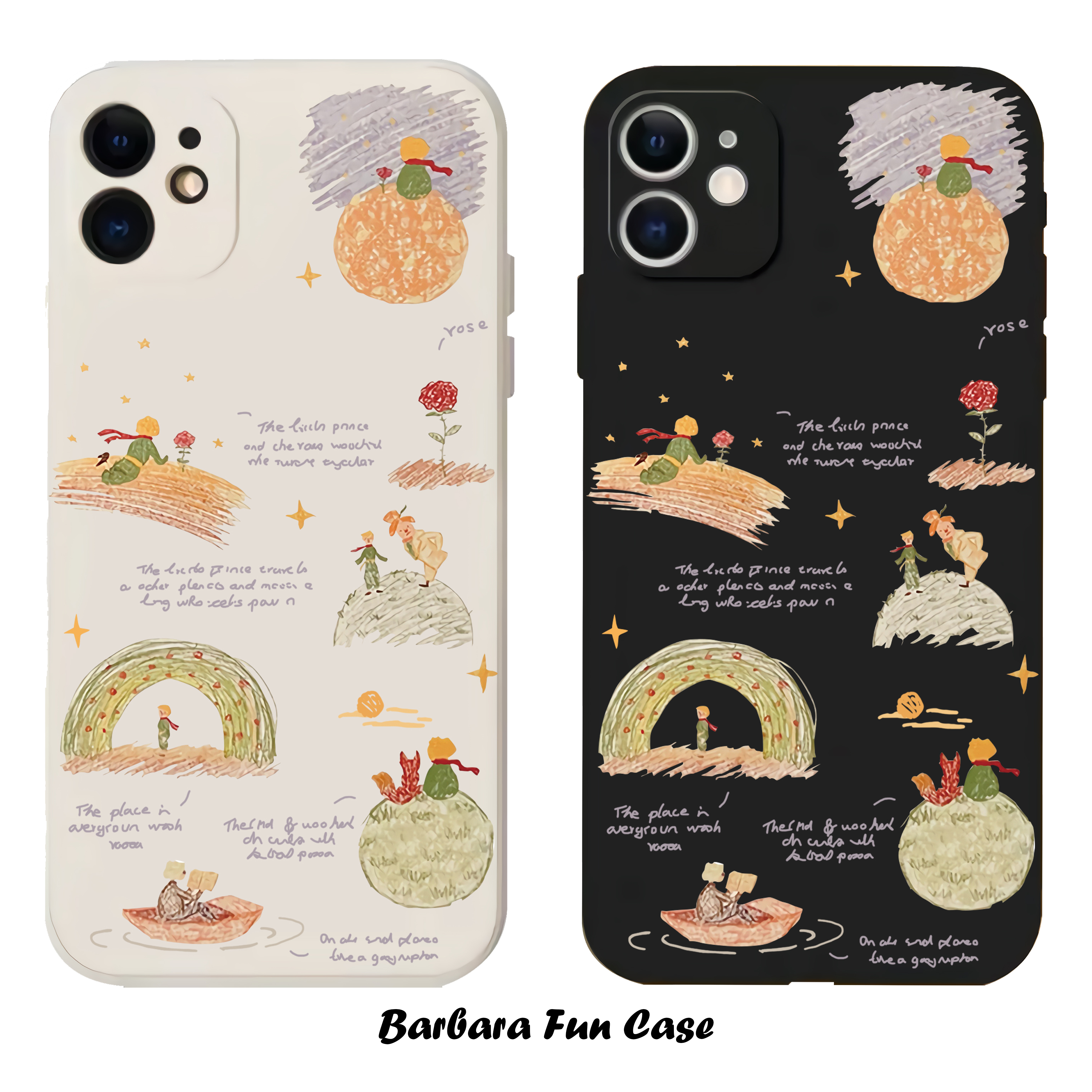 液态硅胶卡通小王子涂鸦复古全包手机壳适用苹果15nova10华为p50E/mate60小米13opporeno9vivo荣耀80iPhone14