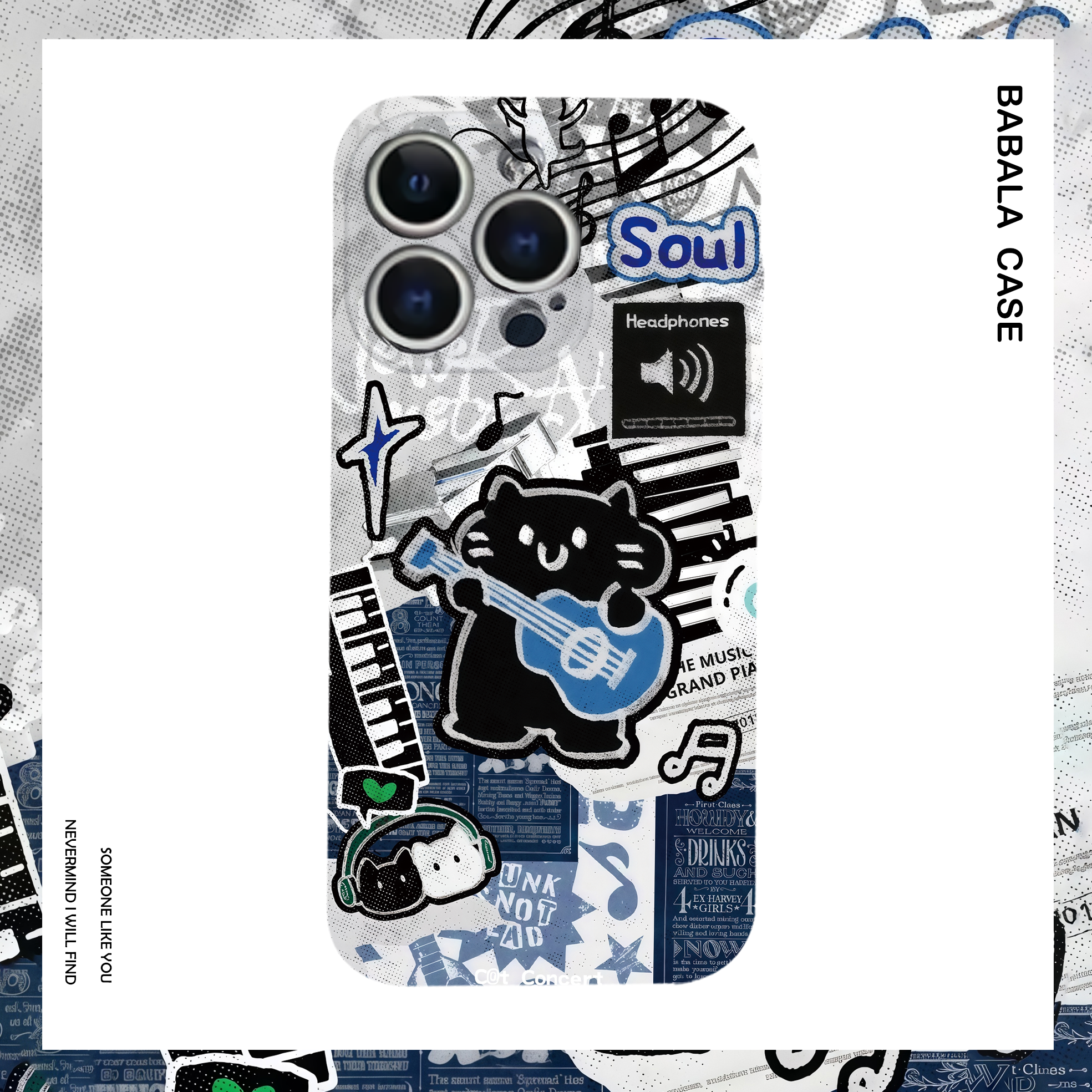 摇滚吉他猫咪可爱个性菲林二合一手机壳适用苹果17nova14华为p70mate60小米15opporeno14vivo荣耀300iPhone16