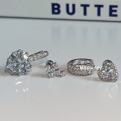 超闪纯白系列爱心十字架耳骨钉耳环精致锆石耳骨环满钻耳圈耳蜗钉