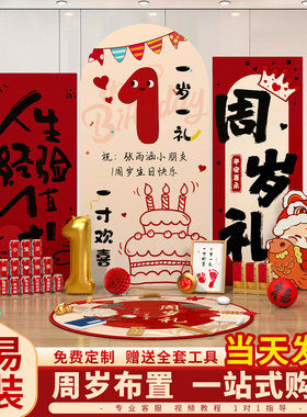 周岁生日布置装饰场景蛇宝宝抓周礼仪式氛围感摆件道具kt板背景墙
