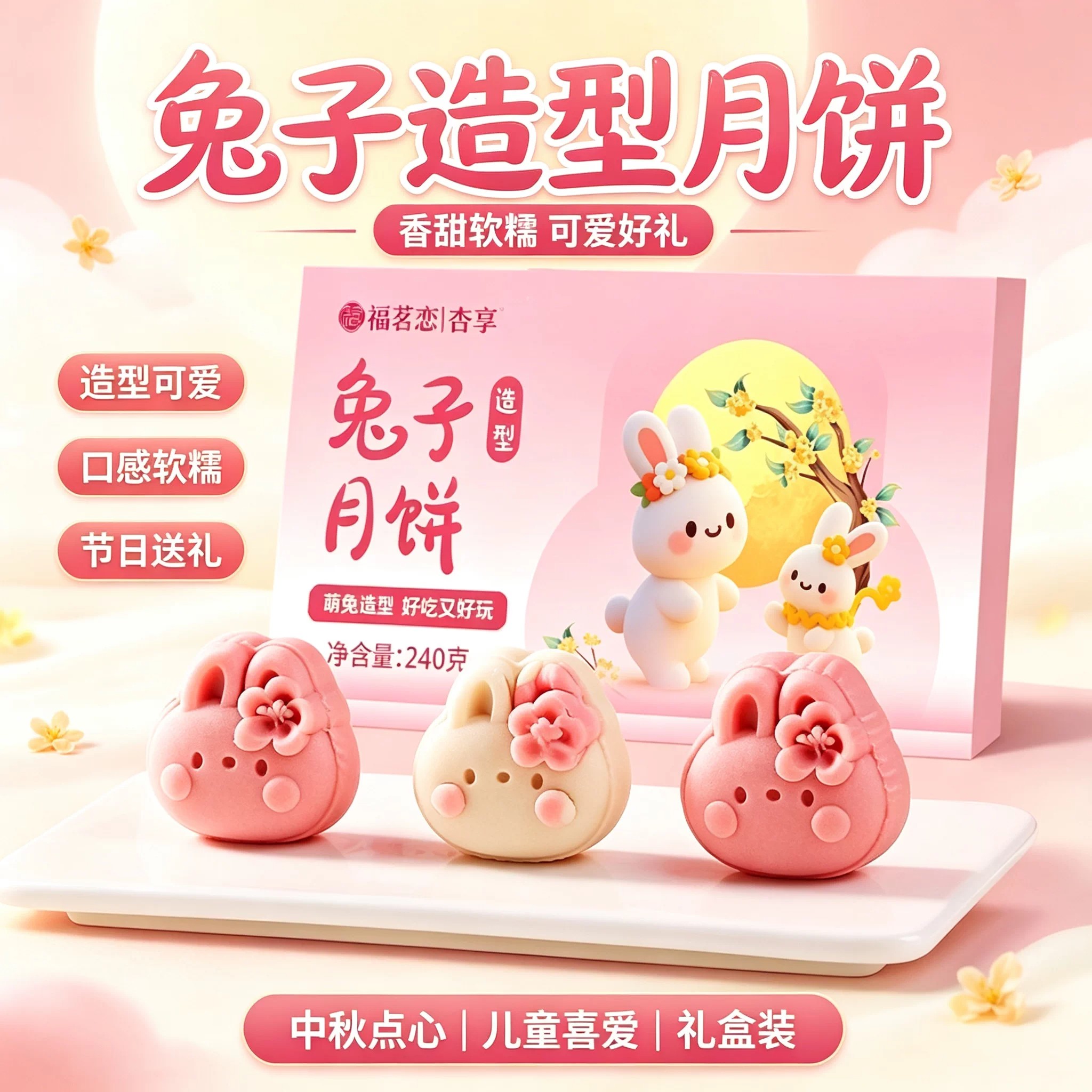 送礼佳品！福茗恋兔子造型月饼