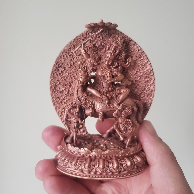 尼泊尔工艺纯铜吉祥天母护法紫铜天女佛像家居供奉摆件十公分