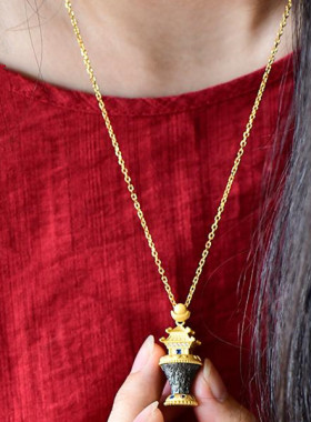 民族风[须弥山吊坠]银镀金嘎乌盒