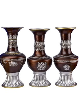 藏式尼泊尔手工紫铜合金喇叭花瓶