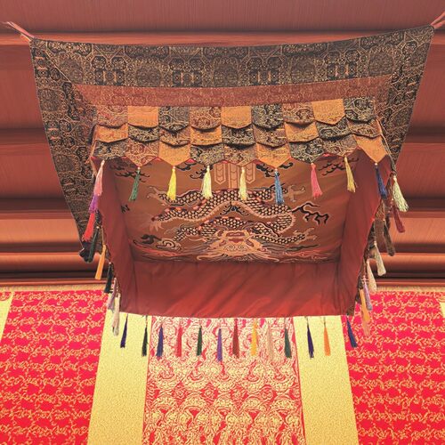 藏式宝伞华盖金轮八吉祥佛顶伞盖宝盖供桌上方多层装饰挂件布艺