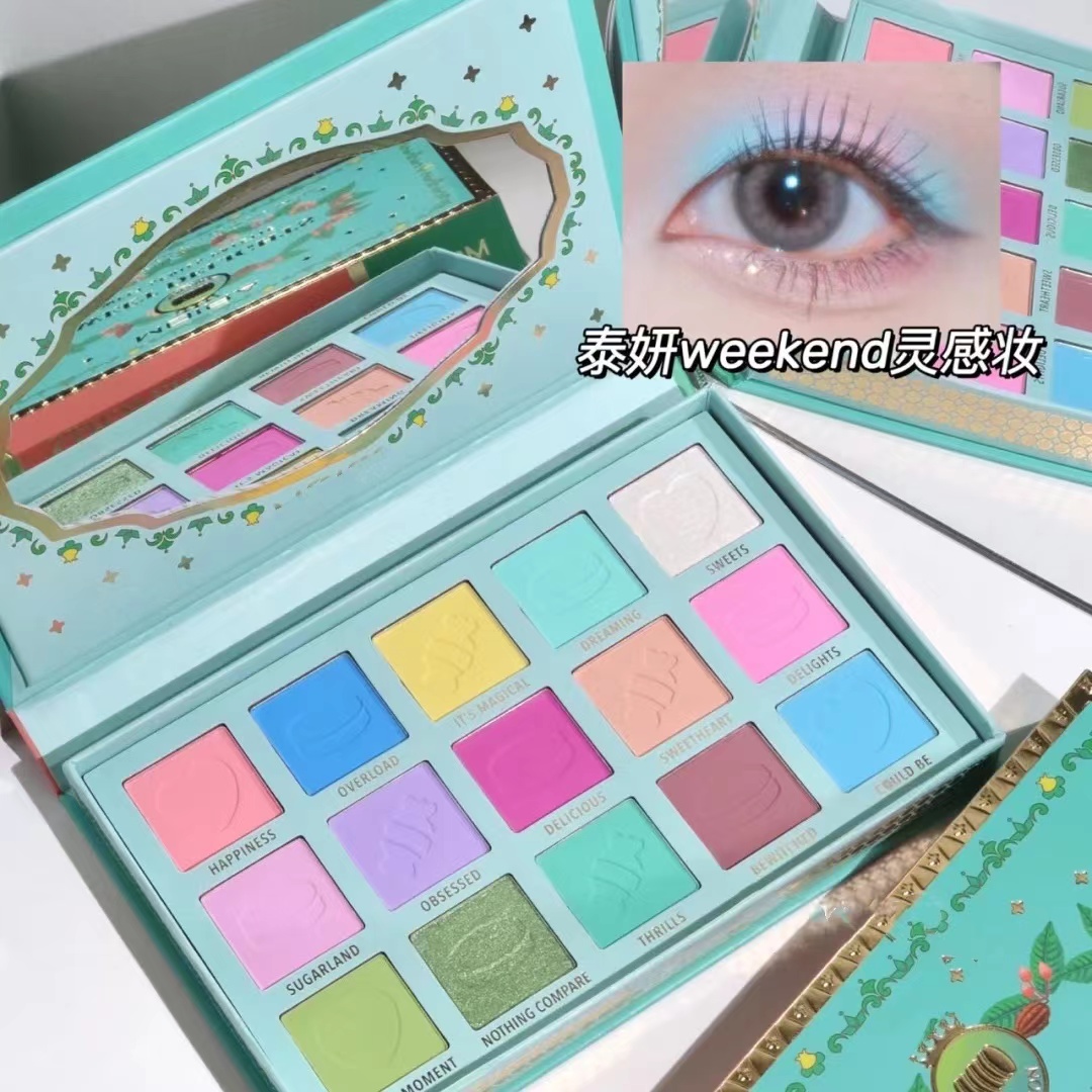 潮流新品欧美小众15色眼影盘sweet series蓝色粉色马卡龙彩虹彩色