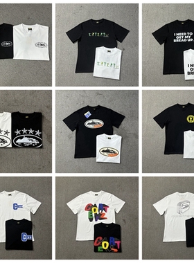 Cortiez恶魔岛基础logo印花撞色短袖男DRILL风复古宽松圆领T恤衫