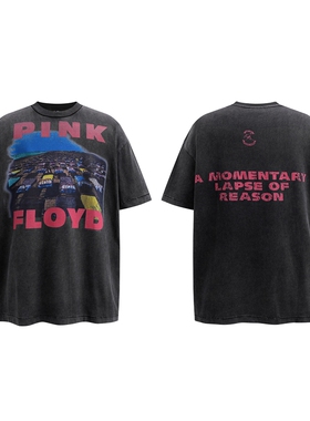PSYCHO21 PINK FLOYD摇滚复古做旧VINTAGE印花男女短袖T恤夏季潮