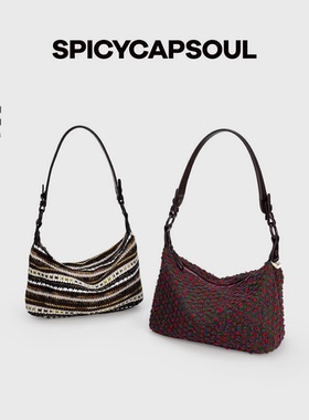 【童话镇】SpicyCapSoul小众韩国针织杂纱北欧风腋下斜挎经典包型