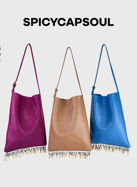 【深海奇珍】SpicyCapSoul原创手工天然贝壳山羊皮单肩斜挎托特包