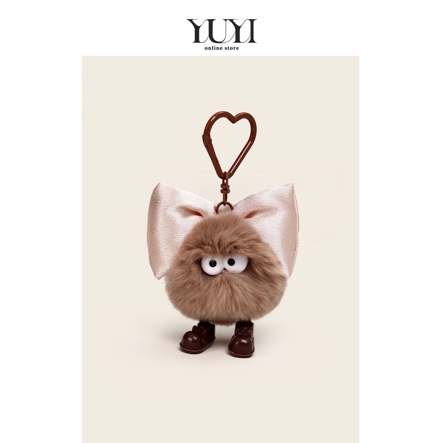 YUYI原创丑萌百搭蝴蝶结小煤球獭兔毛绒公仔书包包挂件女钥匙扣男