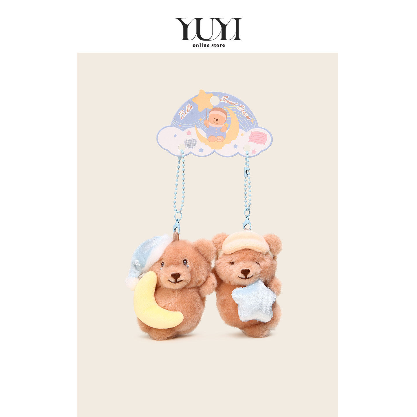YUYI原创可爱贝拉小熊闺蜜双人一对对书包包挂件钥匙扣情侣玩偶女