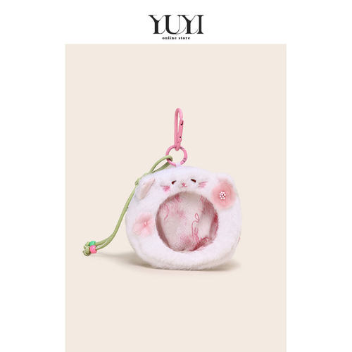 YUYI原创粉色樱花小猫书包挂件零钱包吧唧包证件卡包儿童收纳痛包