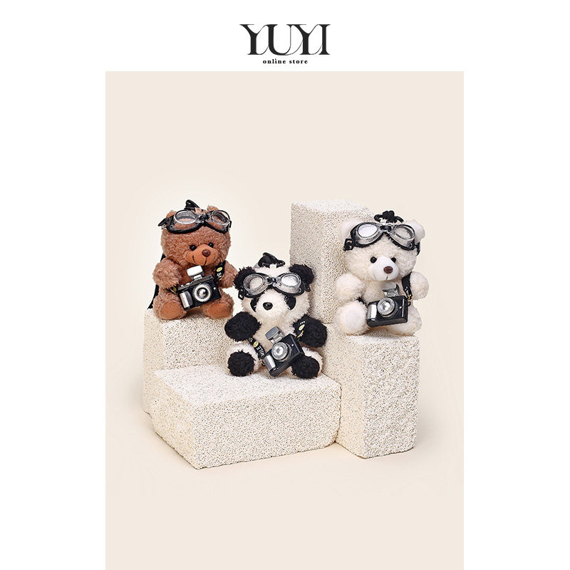 YUYI原创可爱书包挂件女棕色小熊背包毛绒公仔玩偶礼物潮男包挂饰
