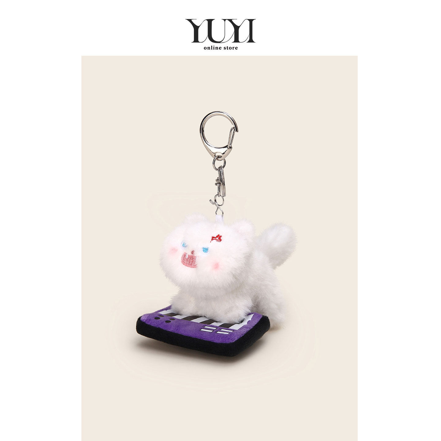 YUYI原创意丑萌毛绒公仔黑色摇滚钢琴小猫咪书包包挂件钥匙扣挂饰