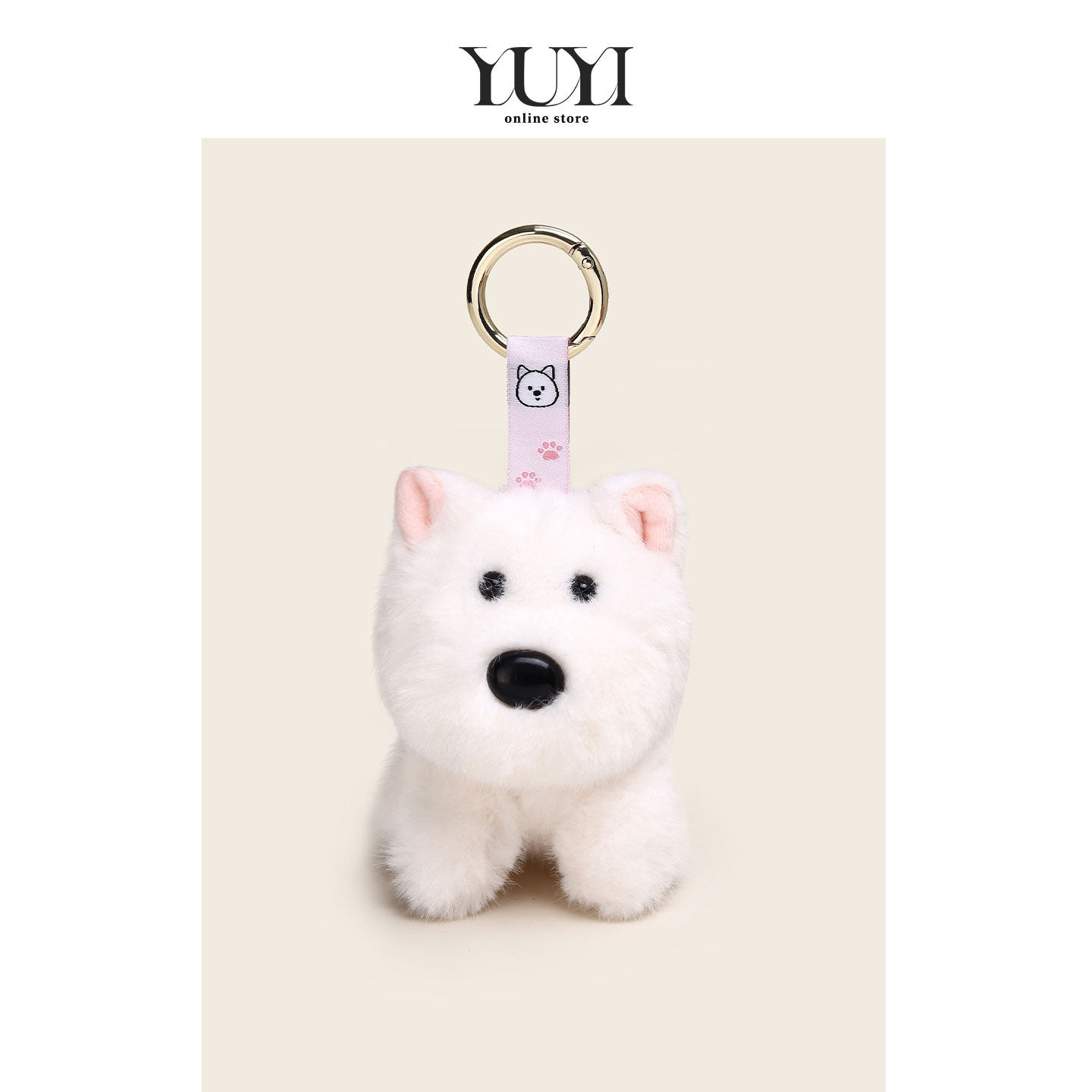 YUYI原创可爱毛绒潦草西高地小狗公仔书包包挂件玩偶钥匙扣挂饰女