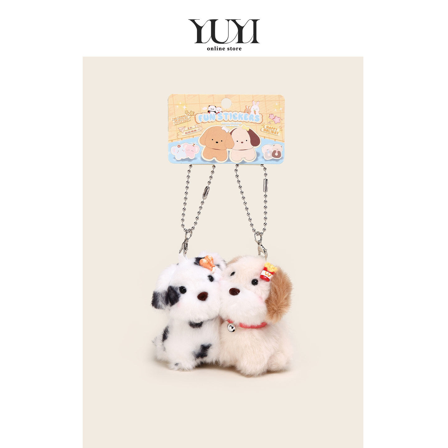 YUYI原创可爱小狗磁吸友谊双人一对情侣玩偶书包包挂件钥匙扣女