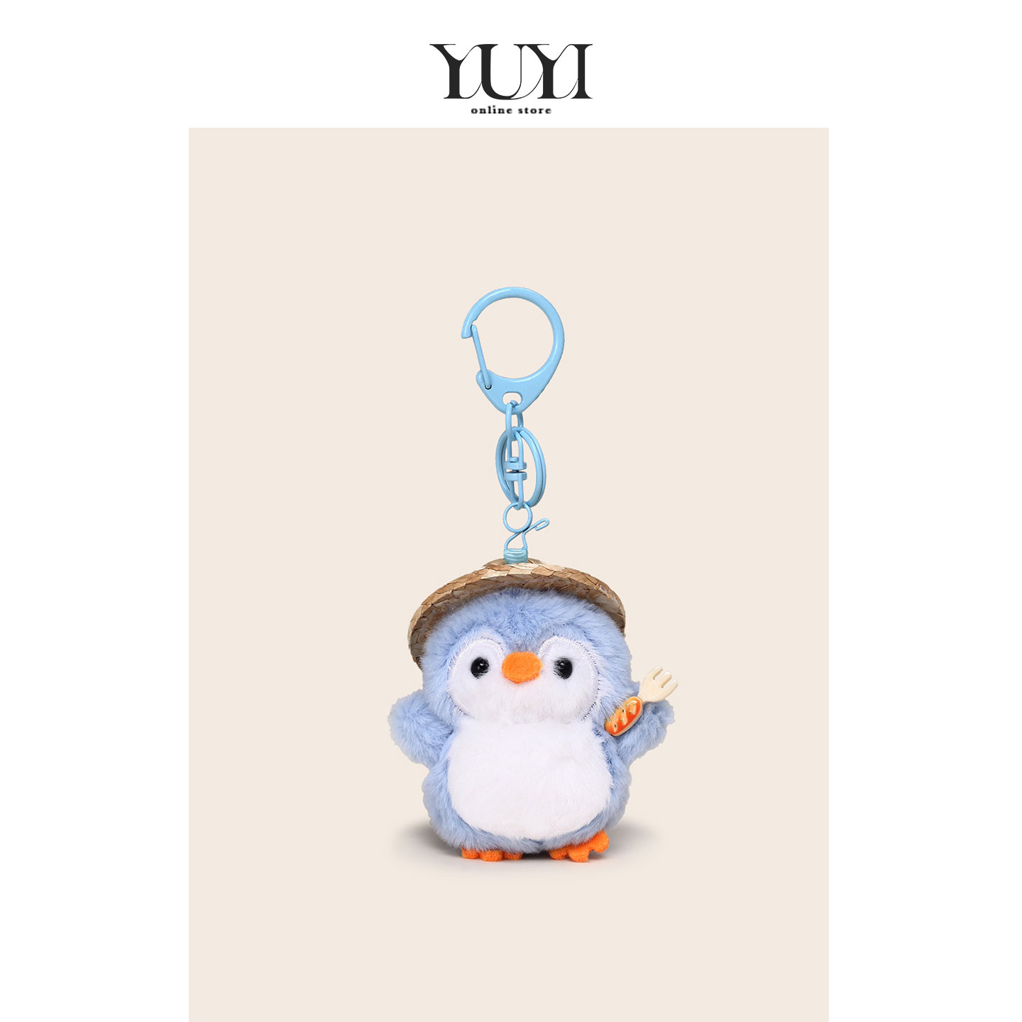 YUYI原创丑萌墨镜草帽企鹅毛绒公仔书包包挂件情侣钥匙扣男挂饰女