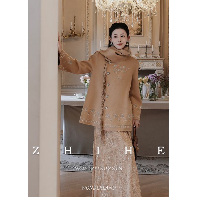 【费尔庄园】珠绣双面呢时尚套装