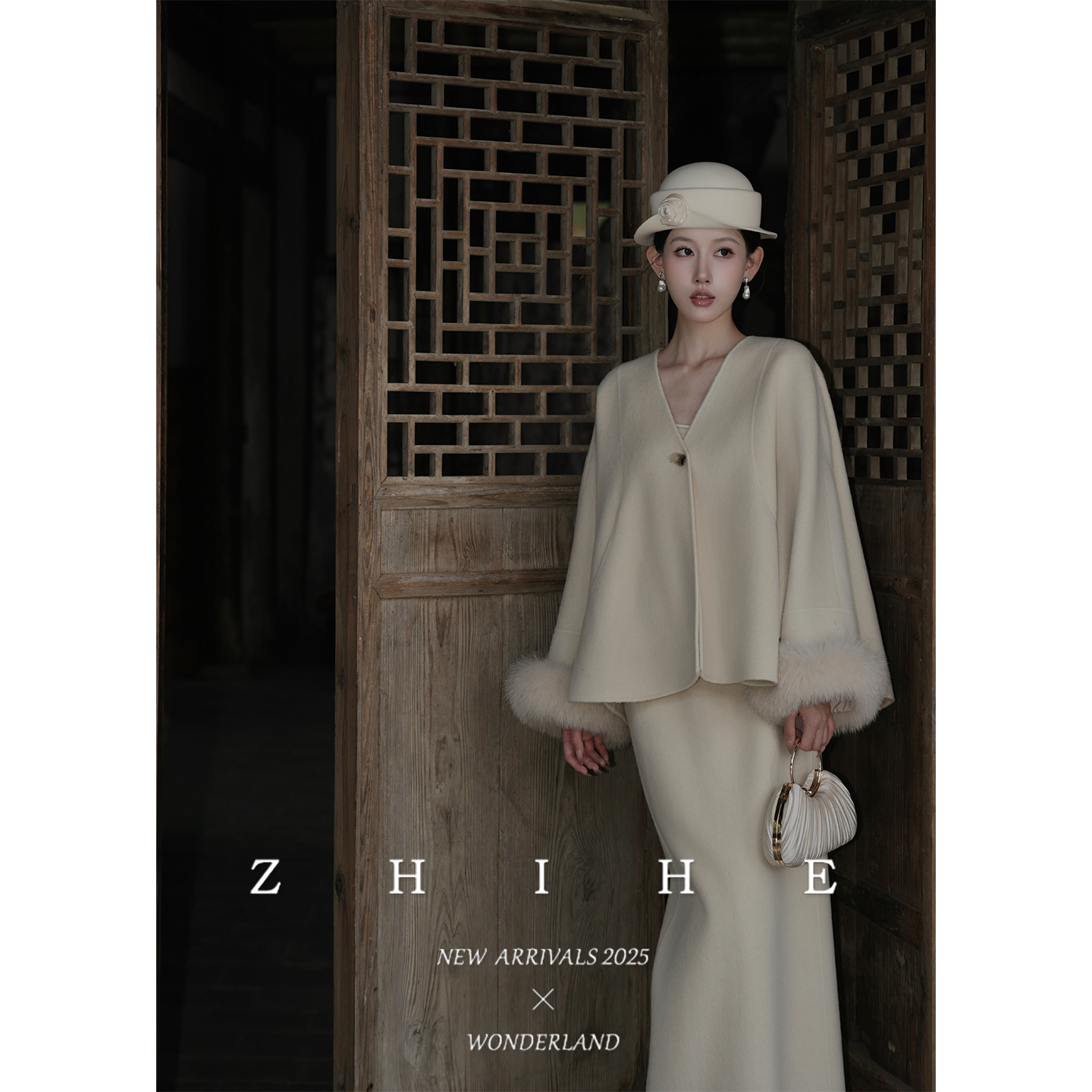 无艳一禾【闲时月】手工坊-重工100羊毛狐狸毛袖双面呢大衣+半裙