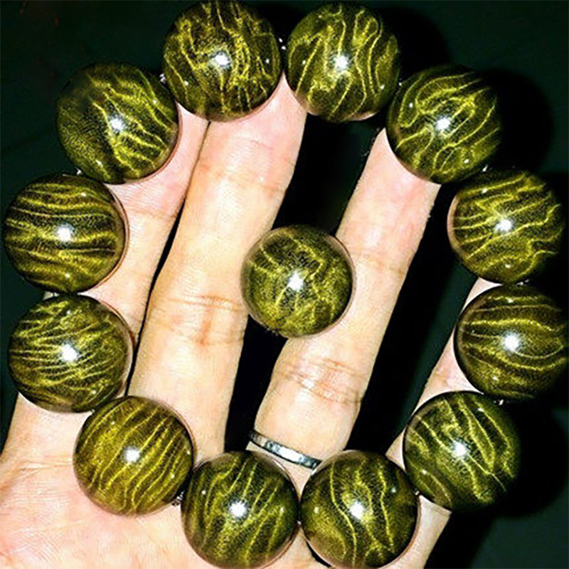 四川金丝楠木手串佛珠乌木小叶桢楠阴沉木老料爆满水波纹男女款