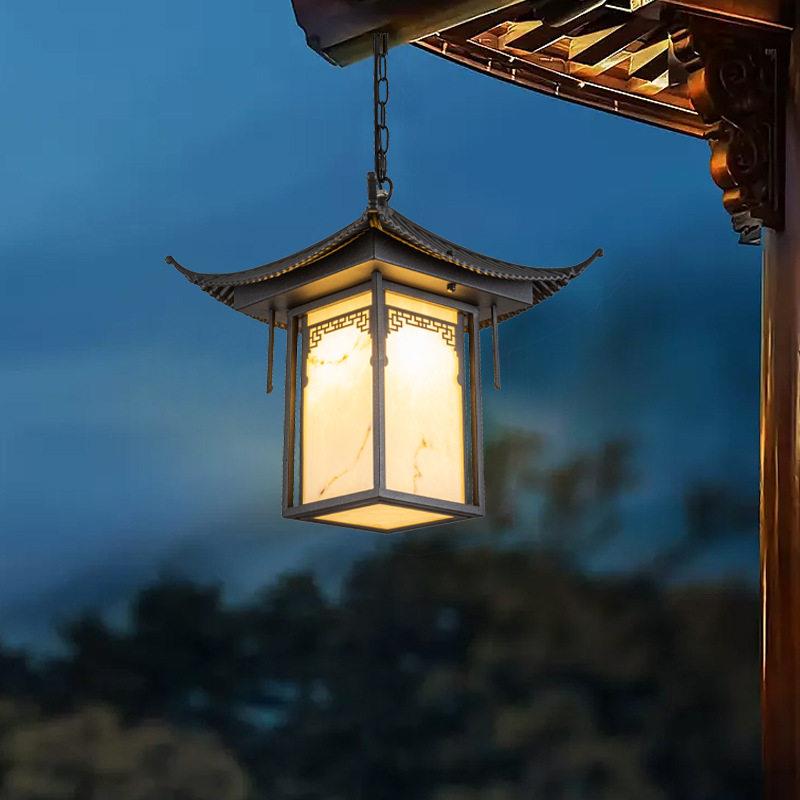 新中式全铝屋檐吊灯LED庭院照明景观装饰灯方形庭院灯创意小夜灯